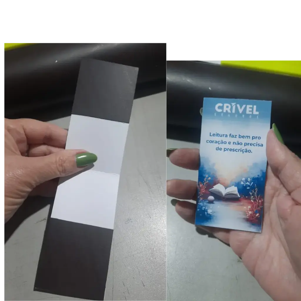 Marcador de página magnético duplo, cantos arredondados e manta parcial