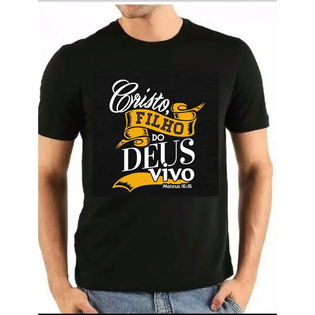 Camisa preta (cor escura, transfer)
