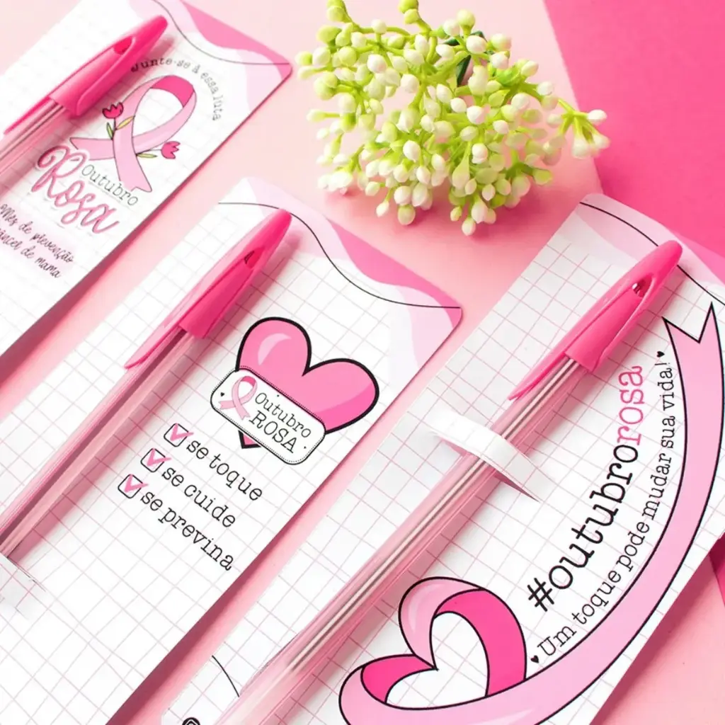 Card com caneta rosa