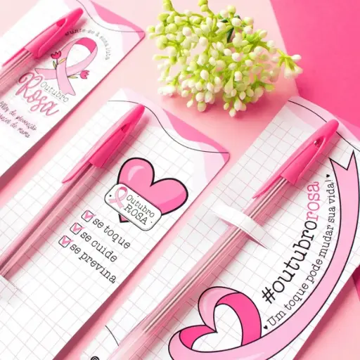 Card com caneta rosa