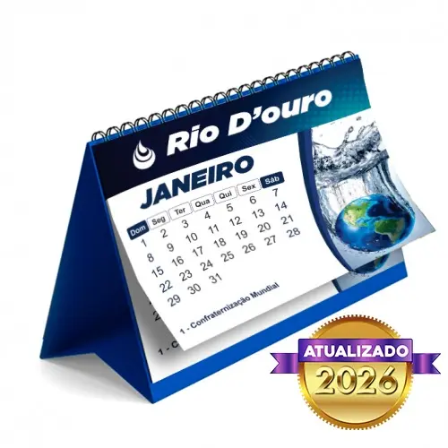 Calendário de Mesa 2026 com Wire-O | 17x20cm | 6 Lâminas - 4/4 GN (mín 50 und)