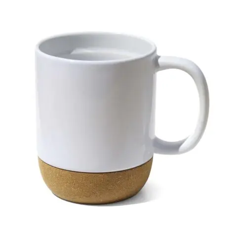 Caneca de porcelana com base de cortiça