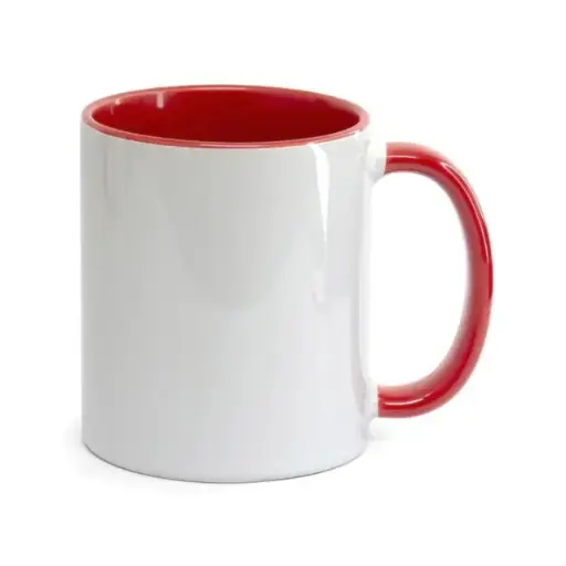 Caneca porcelana interior e alça coloridos - 325 ml